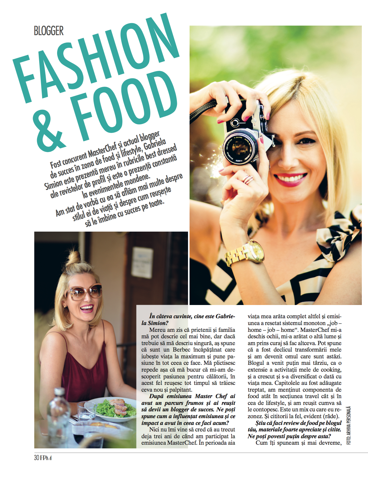 Gabriela Simion, FPM Magasine, Revista FPM, Interviu